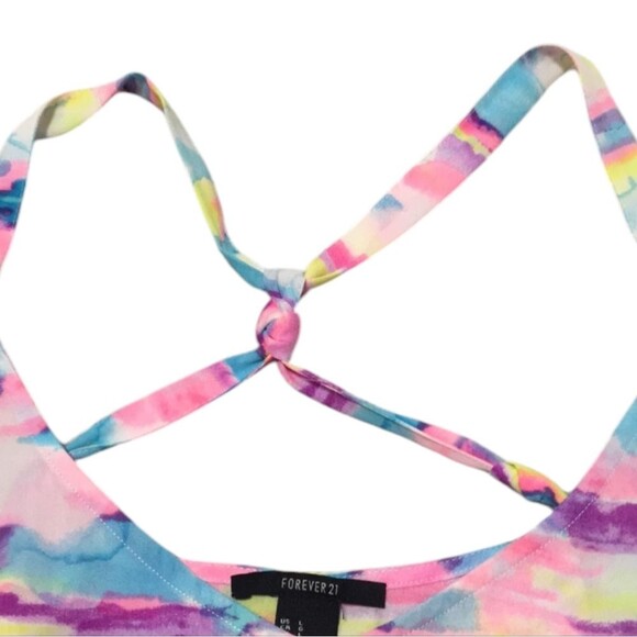 Tank Top Watercolor Colorful Chiffon Twisted Racer back Sheer Not See Th… - Picture 12 of 14